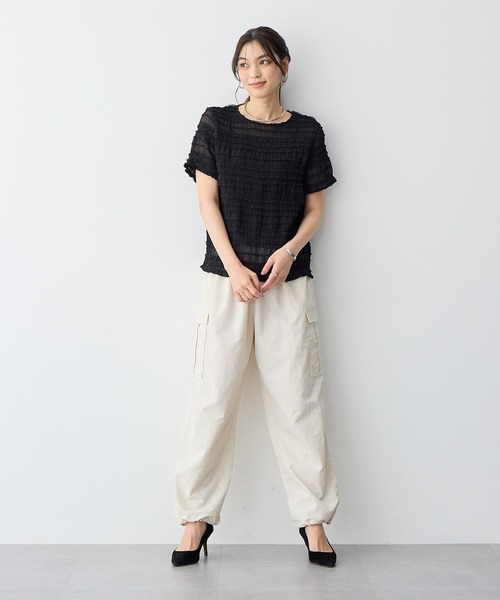 新品タグ付き エミアトリエ  ナイロン カーゴパンツ カーキ 0サイズ ドロスト 裾ドロストカーゴパンツ（カーゴパンツ）｜Dream garden