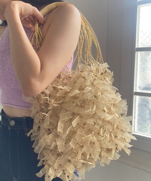 Casselini（キャセリーニ）の「Casselini(キャセリーニ)チュールリボンバッグ（ハンドバッグ・レディース・ゴールド/ブラック/ピンク/シルバー/レッド/ブルー・FREE）」の12枚目の写真