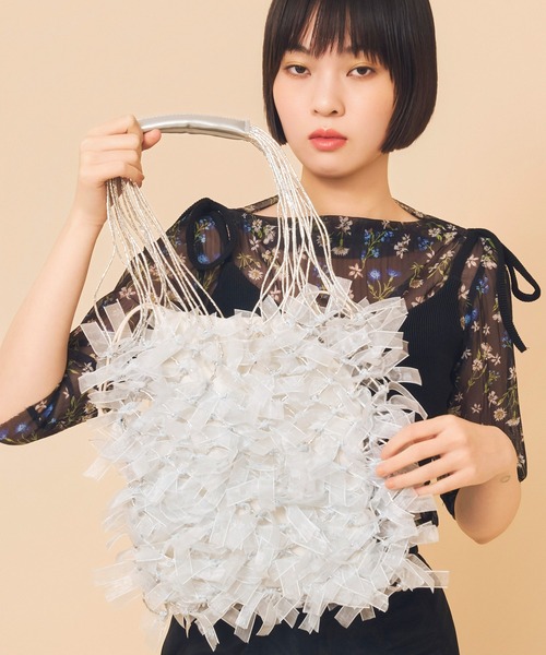 Casselini（キャセリーニ）の「Casselini(キャセリーニ)チュールリボンバッグ（ハンドバッグ・レディース・ゴールド/ブラック/ピンク/シルバー/レッド/ブルー・FREE）」の21枚目の写真