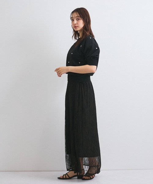 QUEENS COURT(クイーンズコート)の「シアーストレッチレーススカート≪洗濯機で洗える≫(スカート・レディース・ブラック/オフホワイト・M)」の22枚目の写真