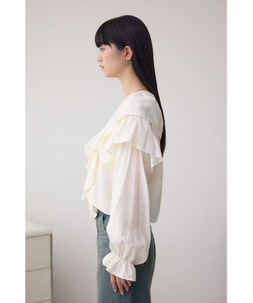 AZUL by moussy（アズールバイマウジー）の「ラッフルフリルブラウス（シャツ/ブラウス・レディース・ピンク/アイボリー/ブラック・FREE）」の8枚目の写真