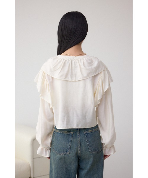 AZUL by moussy（アズールバイマウジー）の「ラッフルフリルブラウス（シャツ/ブラウス・レディース・ピンク/アイボリー/ブラック・FREE）」の9枚目の写真