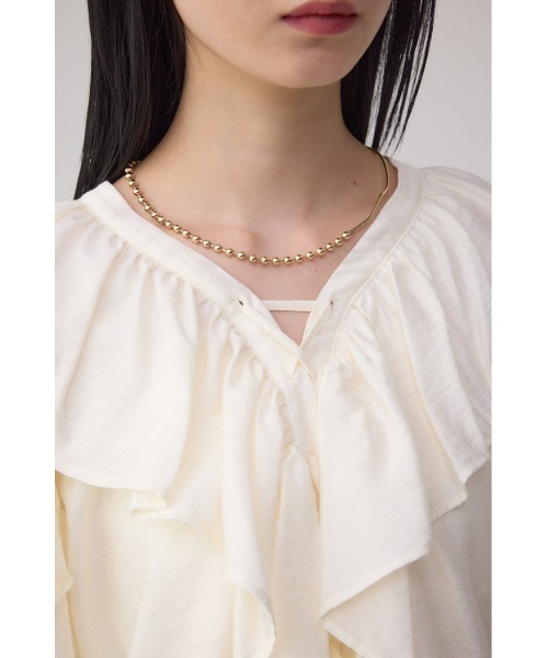 AZUL by moussy（アズールバイマウジー）の「ラッフルフリルブラウス（シャツ/ブラウス・レディース・ピンク/アイボリー/ブラック・FREE）」の10枚目の写真