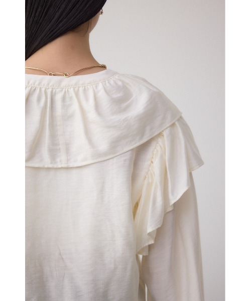 AZUL by moussy（アズールバイマウジー）の「ラッフルフリルブラウス（シャツ/ブラウス・レディース・ピンク/アイボリー/ブラック・FREE）」の13枚目の写真