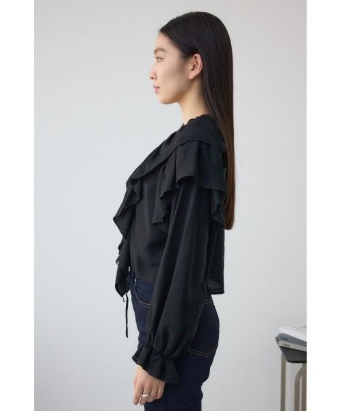 AZUL by moussy（アズールバイマウジー）の「ラッフルフリルブラウス（シャツ/ブラウス・レディース・ピンク/アイボリー/ブラック・FREE）」の19枚目の写真