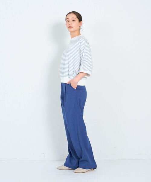 ADIEU TRISTESSE(アデュートリステス)の「60/2天竺Tシャツ(Tシャツ/カットソー・レディース・ブルーグレー/ストライプ/ライトグレー・FREE)」の7枚目の写真