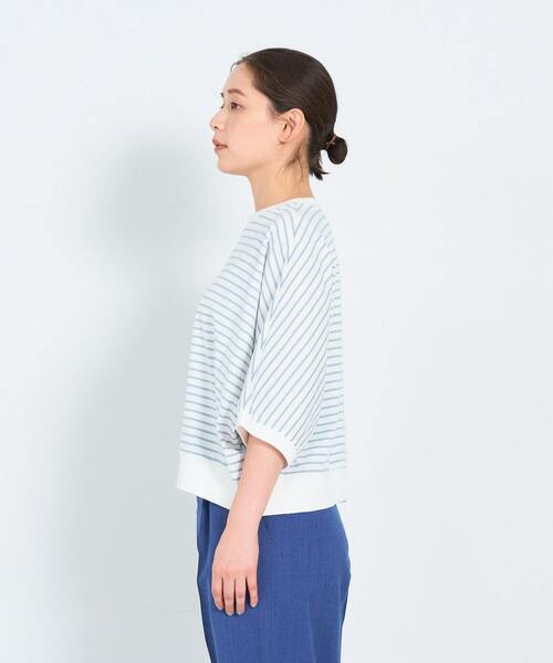 ADIEU TRISTESSE(アデュートリステス)の「60/2天竺Tシャツ(Tシャツ/カットソー・レディース・ブルーグレー/ストライプ/ライトグレー・FREE)」の11枚目の写真