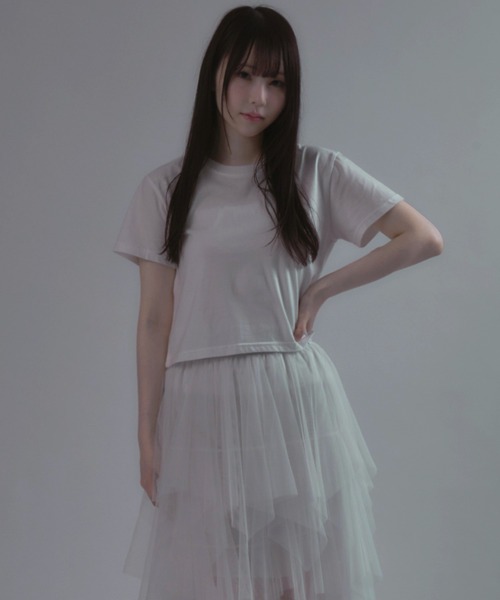 新作*LV*クロップド丈 ゴールドプレート付 Tシャツ ホワイト GOLDJAPAN 大きいサイズ レディース トップス Tシャツ