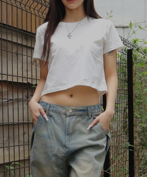 セール】cropped short T-shirt / クロップド丈半袖Tシャツ（T