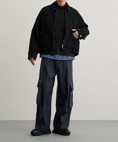 PUBLIC TOKYO（パブリックトウキョウ）の「【PUBLIC TOKYO × Wrangler】PARACHUTE WRANCHER（カーゴパンツ・メンズ・ブラック/ダークネイビー・1/2）」の18枚目の写真