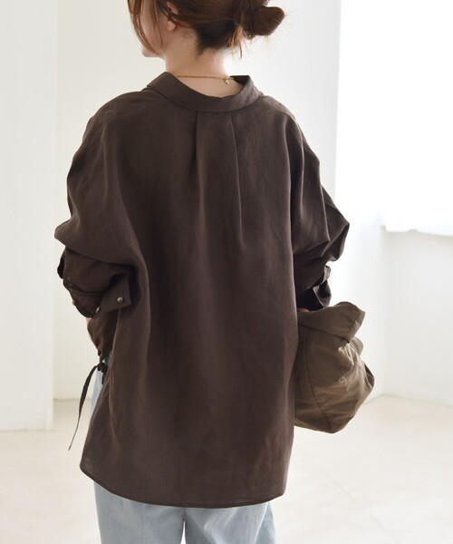 SHIPS for women / シップスウィメン quaranciel :〈洗濯機可能〉ラミー ギャザー スキッパー プルオーバー シャツ SHIPS｜quaranciel :<洗濯機可能>ラミー ギャザー スキッパー