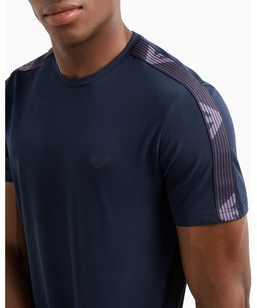エンポリオ アルマーニ  ASV オーガニックコットンラウンジウェア ロゴプリント Tシャツ ロゴ Vネック EMPORIO ARMANI 54108819 EMPORIO ARMANI ASV オーガニックコットン ロゴプリント 半袖T
