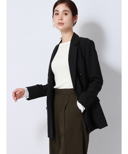 SUIT SQUARE(スーツスクエア)の「クルーネックシアーリブニット 長袖 ハンドウォッシュ レーヨンナイロン 無地(Tシャツ/カットソー・レディース・ホワイト系/ブラック系・38(9号))」の20枚目の写真