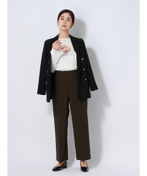 SUIT SQUARE(スーツスクエア)の「クルーネックシアーリブニット 長袖 ハンドウォッシュ レーヨンナイロン 無地(Tシャツ/カットソー・レディース・ホワイト系/ブラック系・38(9号))」の21枚目の写真