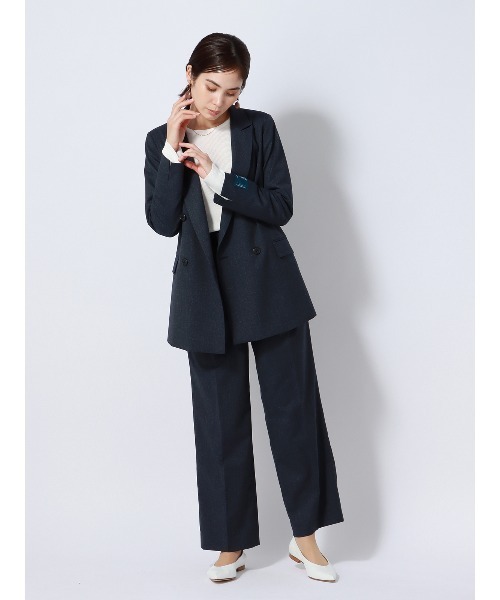 SUIT SQUARE(スーツスクエア)の「クルーネックシアーリブニット 長袖 ハンドウォッシュ レーヨンナイロン 無地(Tシャツ/カットソー・レディース・ホワイト系/ブラック系・38(9号))」の22枚目の写真