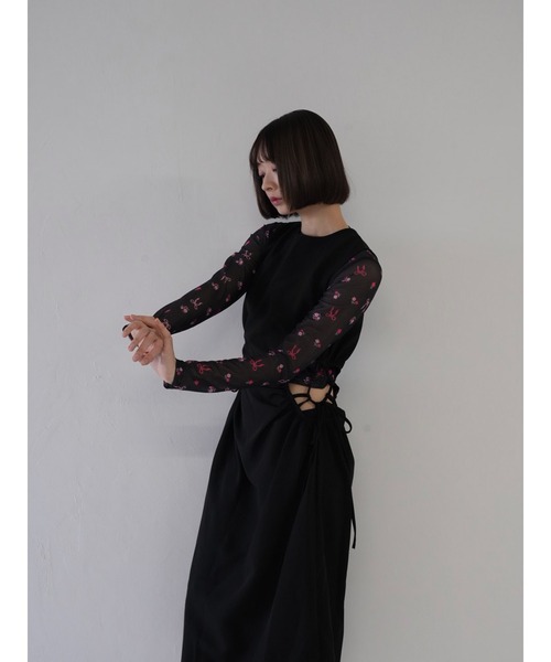 Uenui（ウニュイ）の「リボン シアートップス　ショート丈（Tシャツ/カットソー・レディース・ブラック/ピンク/ホワイト・FREE）」の18枚目の写真