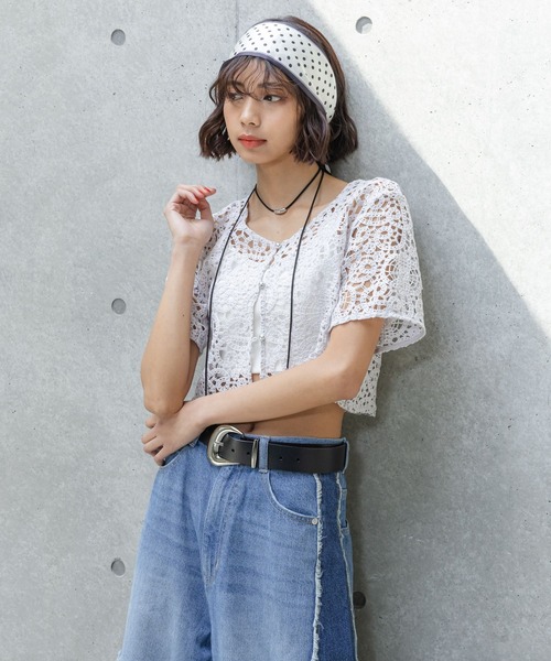 PAGEBOY(ページボーイ)の「ラッセルレースVネックブラウス(カーディガン/ボレロ・レディース・ブラック/グレイッシュベージュ/コーラル/ホワイト・FREE)」の16枚目の写真