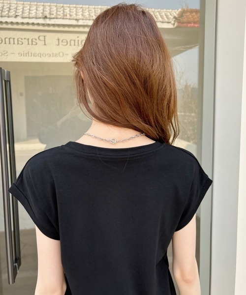 tシャツ フロントギャザーフレンチスリーブカットソー レディース セール】フロント ギャザー ドロスト フレンチスリーブ Tシャツ