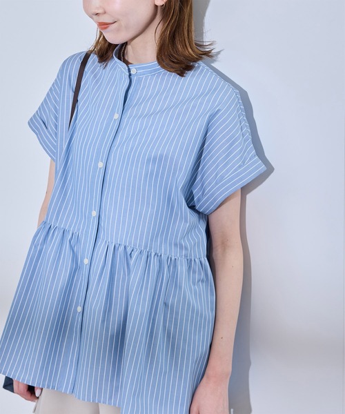 ROPE' PICNIC(ロペピクニック)の「【UV対応・防シワ】フレンチペプラムシャツ(シャツ/ブラウス・レディース・オフホワイト/ブルー/サックスブルー/ピンク・38)」の2枚目の写真