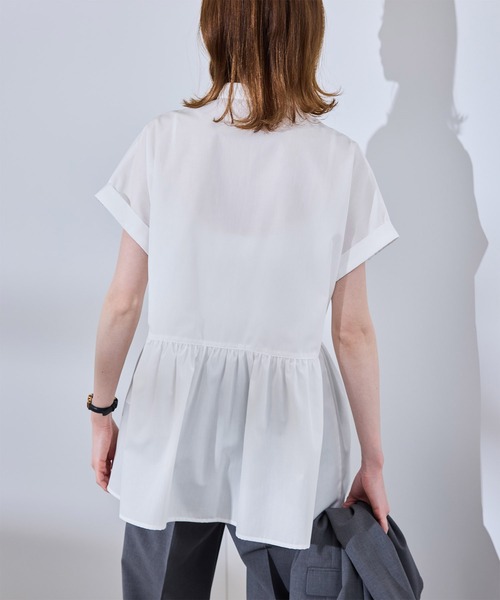 ROPE' PICNIC(ロペピクニック)の「【UV対応・防シワ】フレンチペプラムシャツ(シャツ/ブラウス・レディース・オフホワイト/ブルー/サックスブルー/ピンク・38)」の16枚目の写真