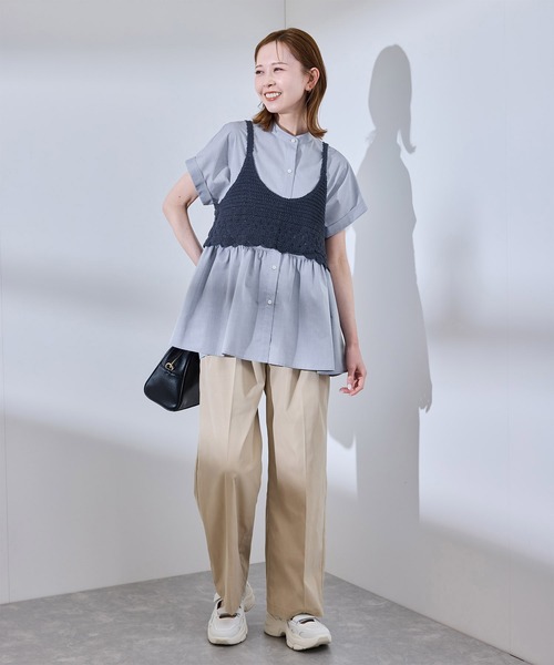 ROPE' PICNIC(ロペピクニック)の「【UV対応・防シワ】フレンチペプラムシャツ(シャツ/ブラウス・レディース・オフホワイト/ブルー/サックスブルー/ピンク・38)」の14枚目の写真