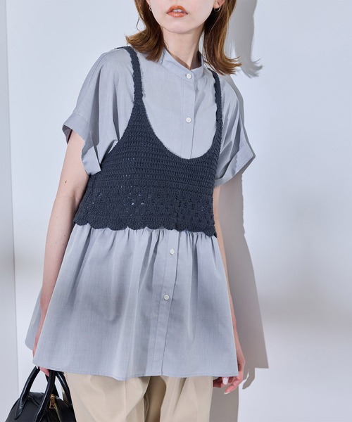 ROPE' PICNIC(ロペピクニック)の「【UV対応・防シワ】フレンチペプラムシャツ(シャツ/ブラウス・レディース・オフホワイト/ブルー/サックスブルー/ピンク・38)」の11枚目の写真