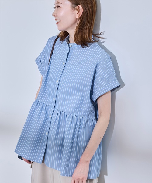 ROPE' PICNIC(ロペピクニック)の「【UV対応・防シワ】フレンチペプラムシャツ(シャツ/ブラウス・レディース・オフホワイト/ブルー/サックスブルー/ピンク・38)」の6枚目の写真