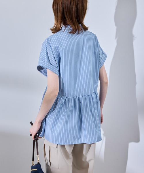 ROPE' PICNIC(ロペピクニック)の「【UV対応・防シワ】フレンチペプラムシャツ(シャツ/ブラウス・レディース・オフホワイト/ブルー/サックスブルー/ピンク・38)」の5枚目の写真