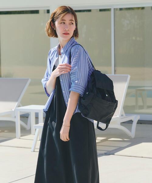 grove（グローブ）の「【晴れの日も雨の日も】撥水フラップナイロンリュック（バックパック/リュック・レディース・ブラック/ライトベージュ・00）」の3枚目の写真