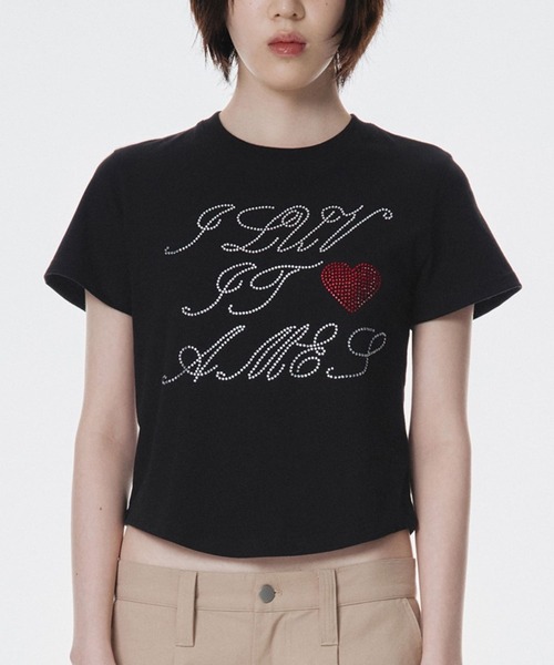 ☆K-POPアイドル着用 AMES WORLDWIDE ／HOTFIXクロップT（T