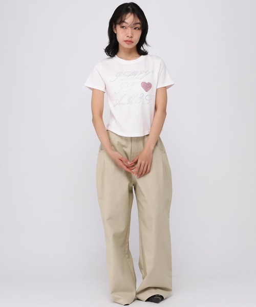 AMESWORLDWIDE（アメスワールドワイド）の「★K-POPアイドル着用　AMES WORLDWIDE ／HOTFIXクロップT（Tシャツ/カットソー・レディース・ホワイト/ブラック/カーキ・FREE）」の16枚目の写真