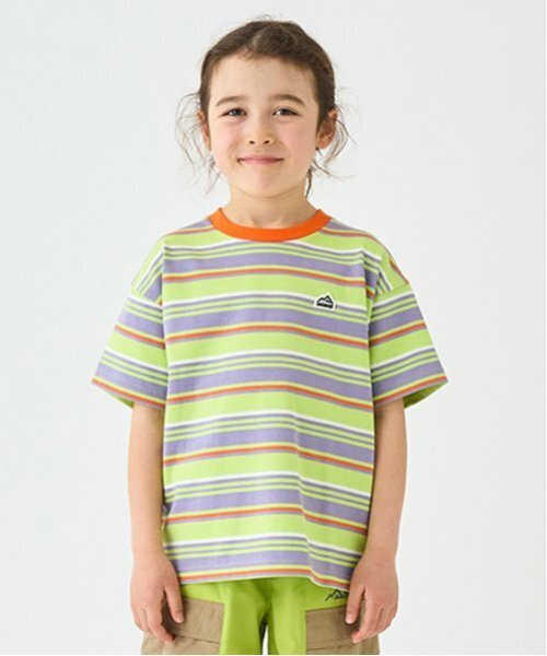 minimal(ミニマル)の「ボーダーTシャツ(Tシャツ/カットソー・キッズ・イエロー/黄緑系/オレンジ/ブラック・100cm/110cm/120cm/90cm/130cm/140cm)」の2枚目の写真