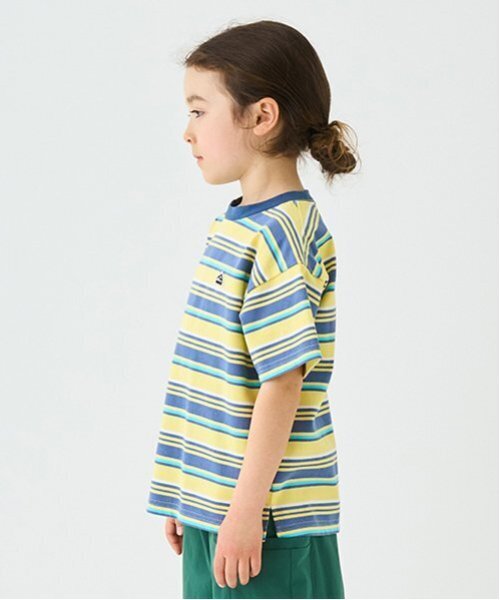 minimal(ミニマル)の「ボーダーTシャツ(Tシャツ/カットソー・キッズ・イエロー/黄緑系/オレンジ/ブラック・100cm/110cm/120cm/90cm/130cm/140cm)」の5枚目の写真