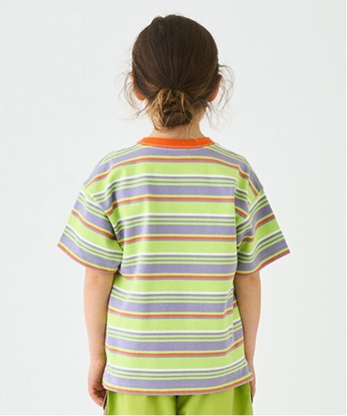 minimal(ミニマル)の「ボーダーTシャツ(Tシャツ/カットソー・キッズ・イエロー/黄緑系/オレンジ/ブラック・100cm/110cm/120cm/90cm/130cm/140cm)」の12枚目の写真