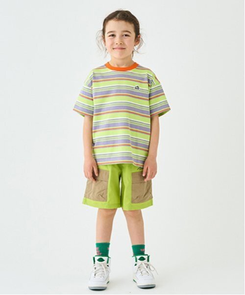 minimal(ミニマル)の「ボーダーTシャツ(Tシャツ/カットソー・キッズ・イエロー/黄緑系/オレンジ/ブラック・100cm/110cm/120cm/90cm/130cm/140cm)」の13枚目の写真