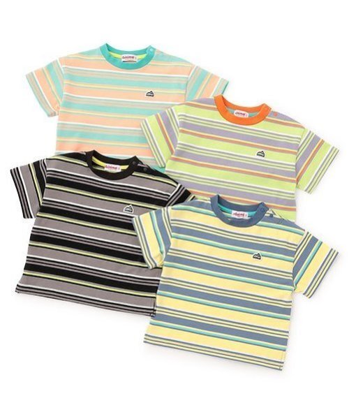 minimal(ミニマル)の「ボーダーTシャツ(Tシャツ/カットソー・キッズ・イエロー/黄緑系/オレンジ/ブラック・100cm/110cm/120cm/90cm/130cm/140cm)」の15枚目の写真