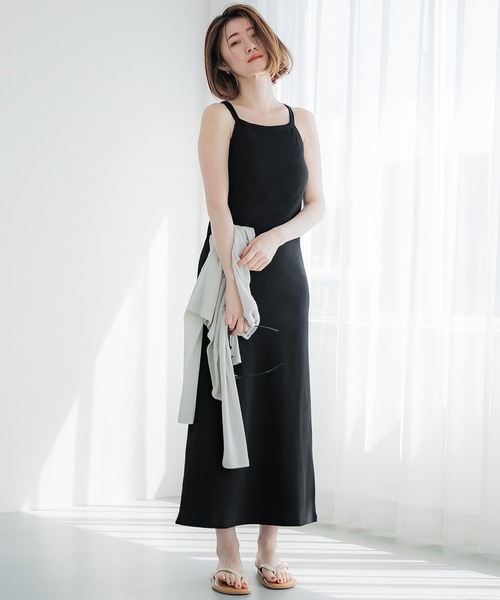 coca（coca）（コカ）の「【WEB限定セール】外で着られるブラワンピース OUT BRA ホルターネックカップ付きワンピース（ワンピース・レディース・チャコール/ブラック・S/M/L）」の2枚目の写真