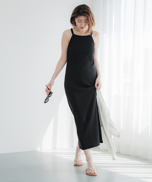 coca（coca）（コカ）の「【WEB限定セール】外で着られるブラワンピース OUT BRA ホルターネックカップ付きワンピース（ワンピース・レディース・チャコール/ブラック・S/M/L）」の11枚目の写真