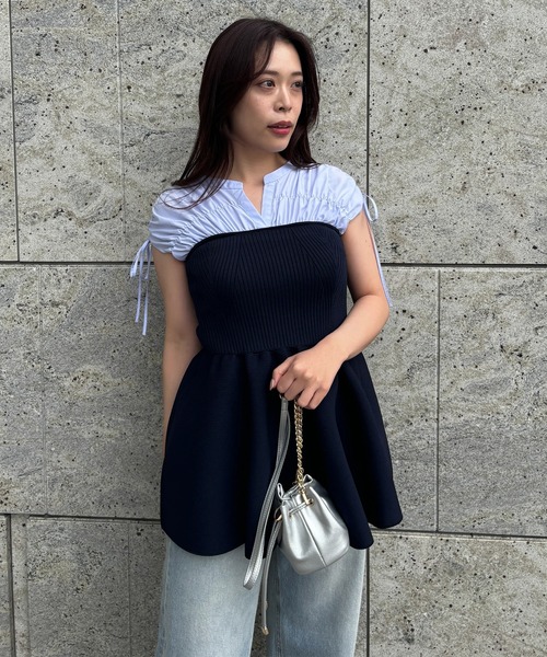 【新品】Apuweiser-riche⭐︎ドロストスリーブドッキングニット 店舗限定》ドロストスリーブドッキングニット | ニット