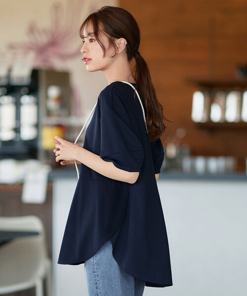 Tiaclasse(ティアクラッセ)の「【サラごこち】ラウンドヘムチュニック(Tシャツ/カットソー・レディース・ネイビー/ブラック/ブラウン系・M/L)」の15枚目の写真