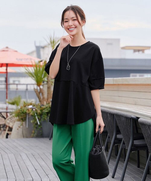 Tiaclasse(ティアクラッセ)の「【サラごこち】ラウンドヘムチュニック(Tシャツ/カットソー・レディース・ネイビー/ブラック/ブラウン系・M/L)」の21枚目の写真