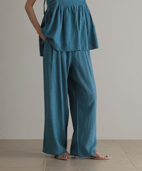 LOWRYS FARM(ローリーズファーム)の「ノルマンディリネンワイドパンツ 249932(その他パンツ・レディース・チャコールグレー/アイボリー/ブラウン/ブルー系その他・MEDIUM/LARGE)」の4枚目の写真