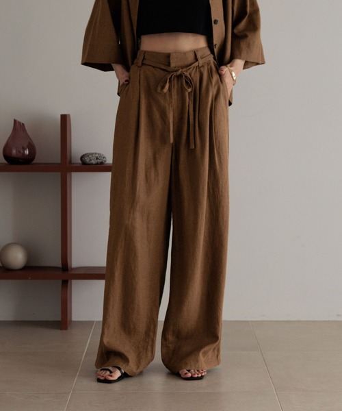 LOWRYS FARM(ローリーズファーム)の「ノルマンディリネンワイドパンツ 249932(その他パンツ・レディース・チャコールグレー/アイボリー/ブラウン/ブルー系その他・MEDIUM/LARGE)」の7枚目の写真