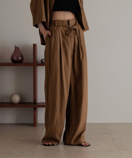 LOWRYS FARM(ローリーズファーム)の「ノルマンディリネンワイドパンツ 249932(その他パンツ・レディース・チャコールグレー/アイボリー/ブラウン/ブルー系その他・MEDIUM/LARGE)」の8枚目の写真
