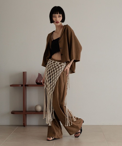 LOWRYS FARM(ローリーズファーム)の「ノルマンディリネンワイドパンツ 249932(その他パンツ・レディース・チャコールグレー/アイボリー/ブラウン/ブルー系その他・MEDIUM/LARGE)」の11枚目の写真