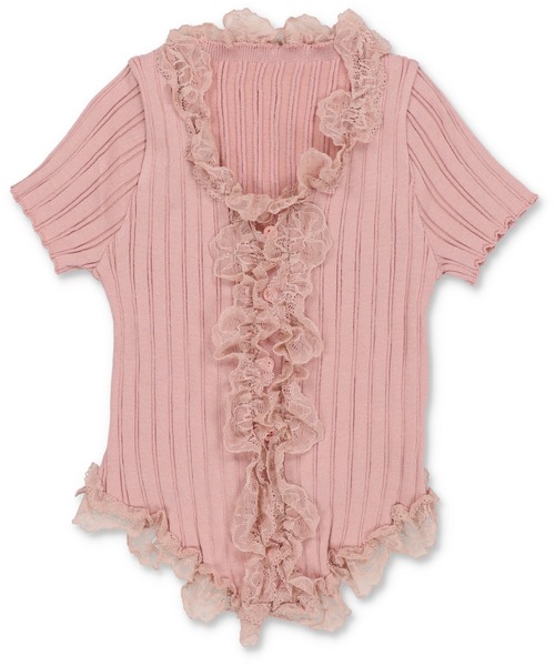 SPINNS(スピンズ)の「大人気デザインが半袖になって再登場!リブレース半袖カットソー/フリル/NEO森ガール(Tシャツ/カットソー・レディース・グリーン系その他/ピンク/オフホワイト/ブラック/アイボリー・ONESIZE)」の10枚目の写真