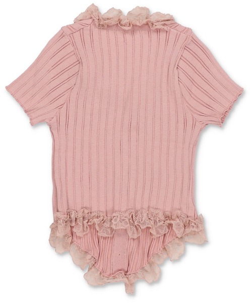 SPINNS(スピンズ)の「大人気デザインが半袖になって再登場!リブレース半袖カットソー/フリル/NEO森ガール(Tシャツ/カットソー・レディース・グリーン系その他/ピンク/オフホワイト/ブラック/アイボリー・ONESIZE)」の11枚目の写真