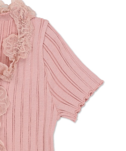 SPINNS(スピンズ)の「大人気デザインが半袖になって再登場!リブレース半袖カットソー/フリル/NEO森ガール(Tシャツ/カットソー・レディース・グリーン系その他/ピンク/オフホワイト/ブラック/アイボリー・ONESIZE)」の13枚目の写真