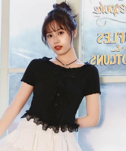 【CHANEL】ネイビー フリル袖 ラメ 半袖 カットソー アシメフリルカットソー | Tシャツ・カットソー | Noela