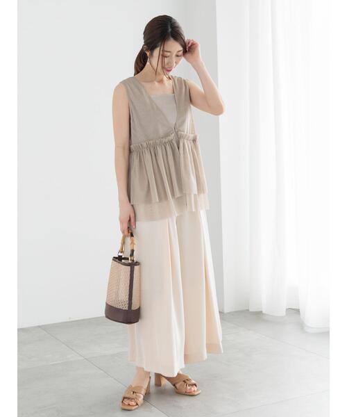 Te chichi（テチチ）の「チュールティアードギャザーマルチベスト（シャツ/ブラウス・レディース・チャコールグレー/ベージュ・F）」の7枚目の写真